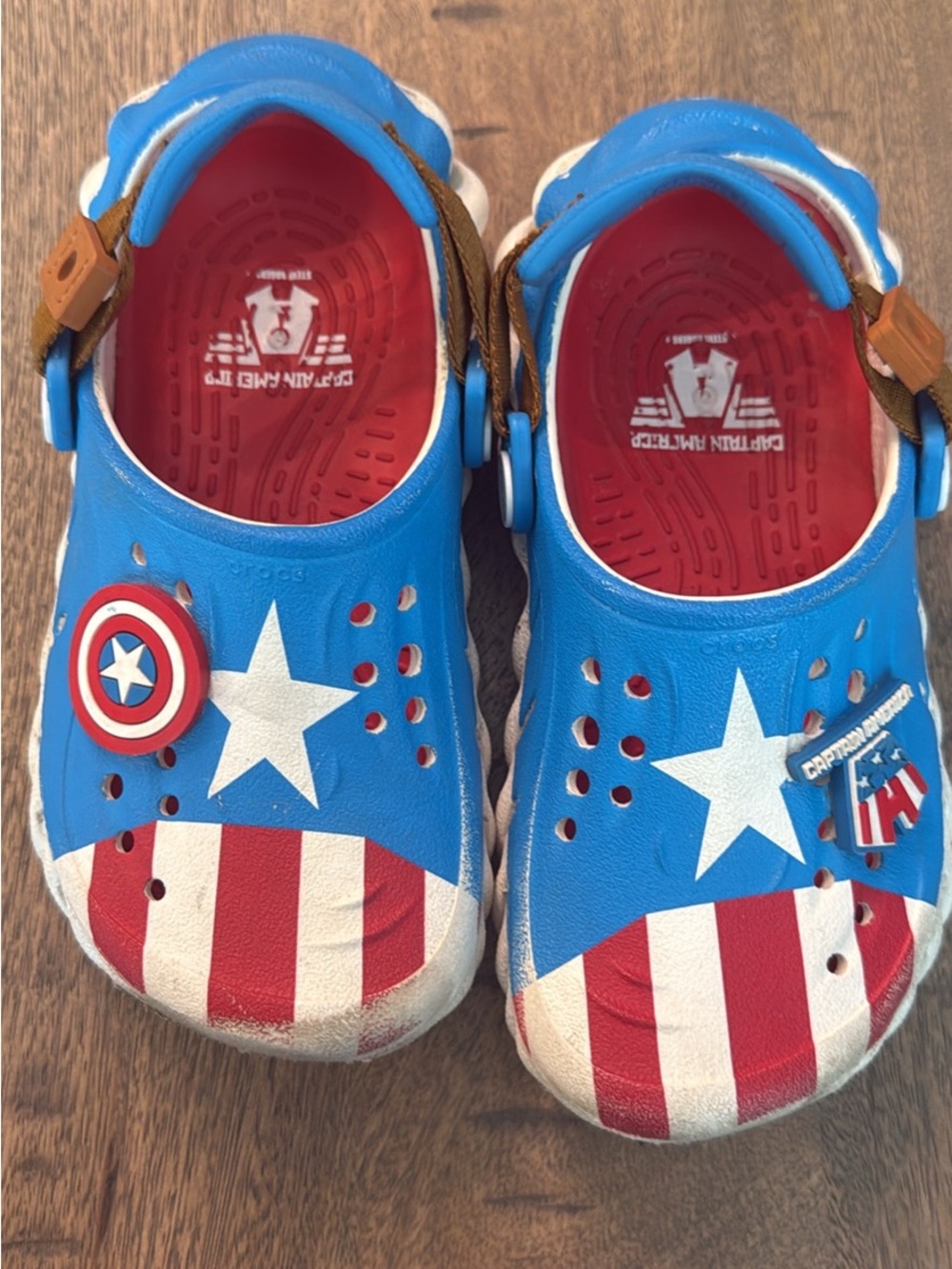 CROCS Kids Captain America Themed Blue, Red & White Clogs